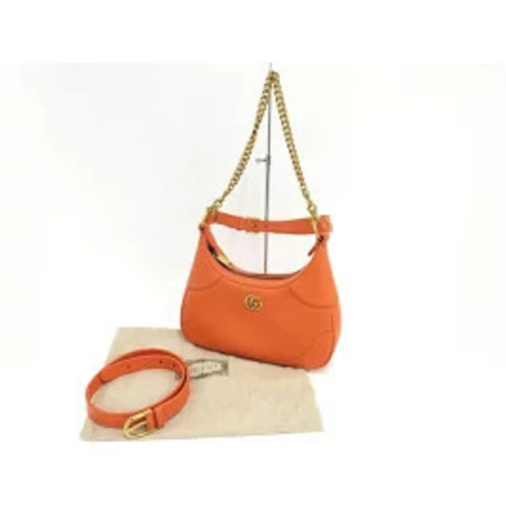 GUCCI Aphrodite Chain Shoulder Bag Leather Orange - Picture 9 of 9